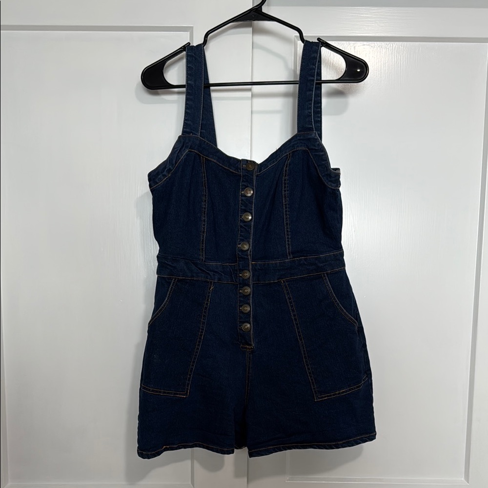 Derek Heart Blue Denim Romper Jumpsuit